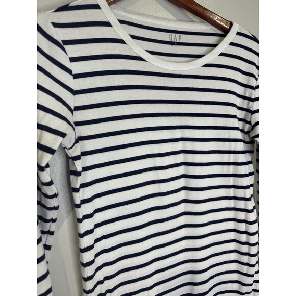 GAP Women's Modern Tee Crewneck Long Sleeved Striped Shirt - White/black Medium - Picture 4 of 10